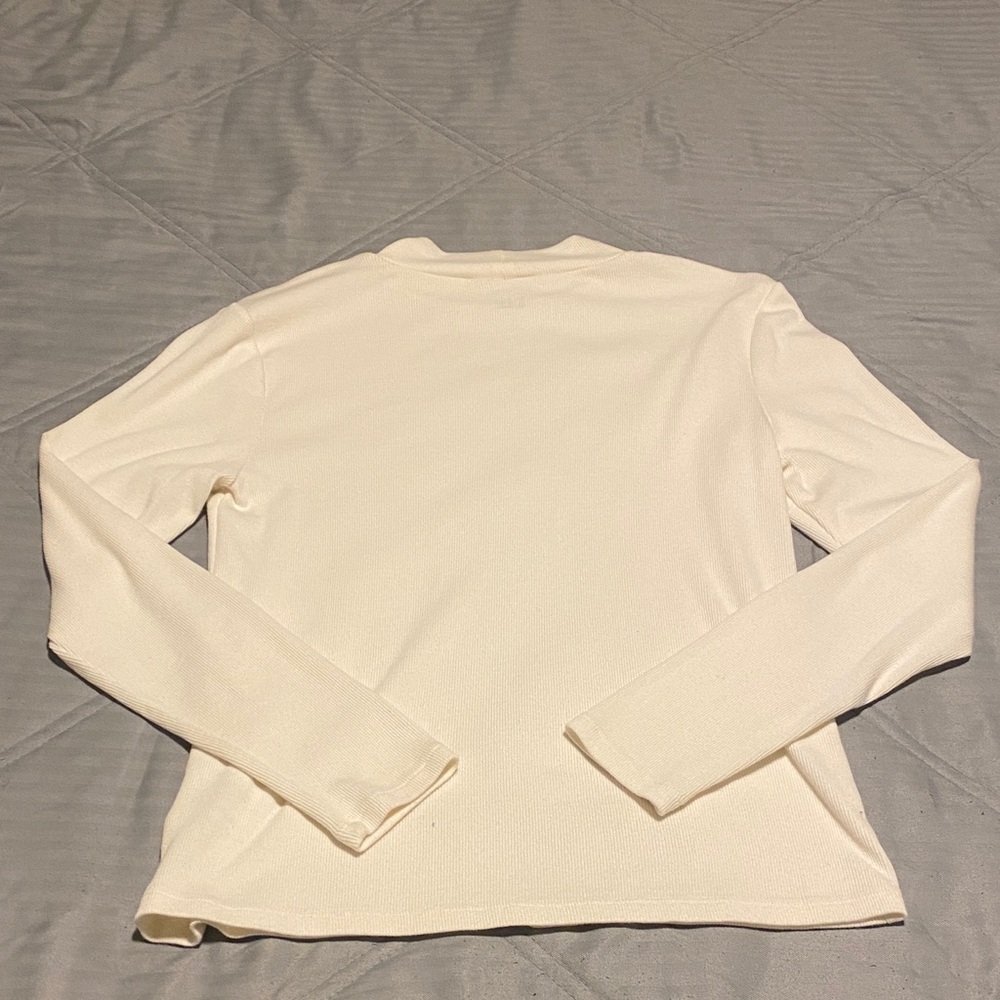 GAP Cream Ribbed Long Sleeve Tee Size Large - Picture 3 of 3